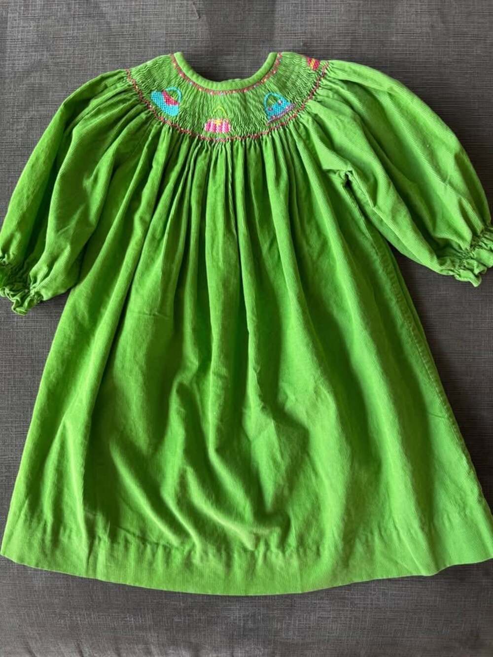 Silly Goose Girls Size 2 Smocked Green Corduroy Purse Bishop Dress Boutique